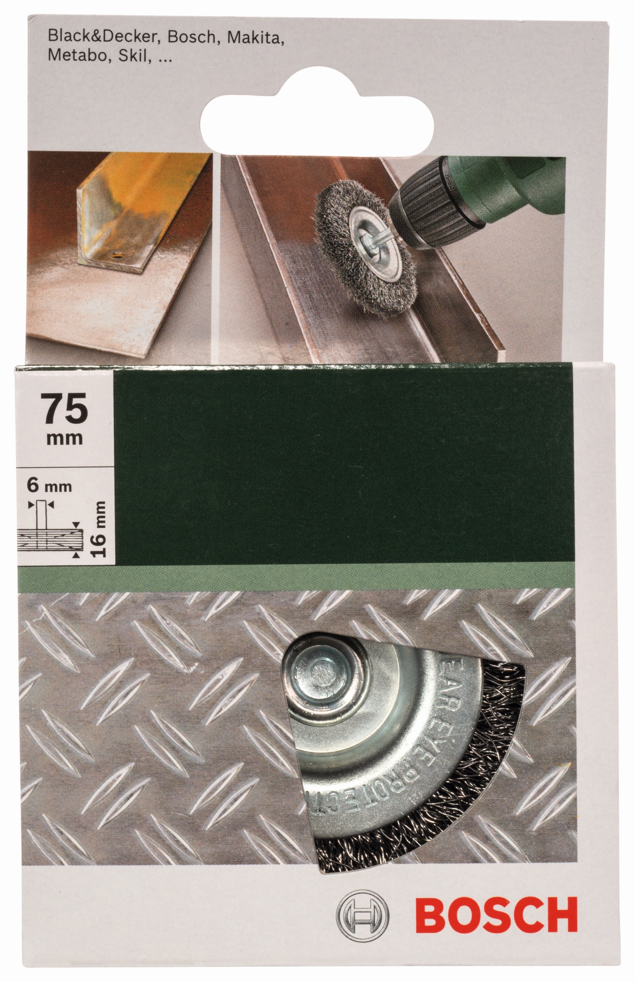 Cepillos de disco para taladradoras, alambre ondulado, 75 mm