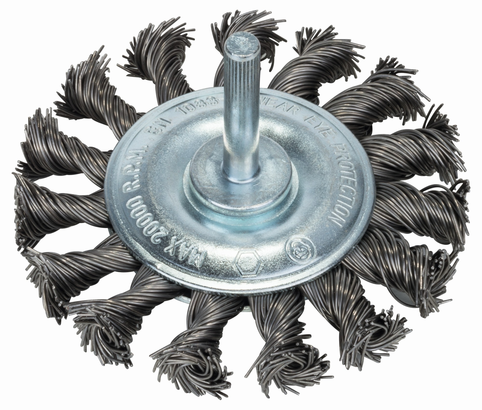 Cepillo de disco para taladradoras, alambre trenzado, 75 mm