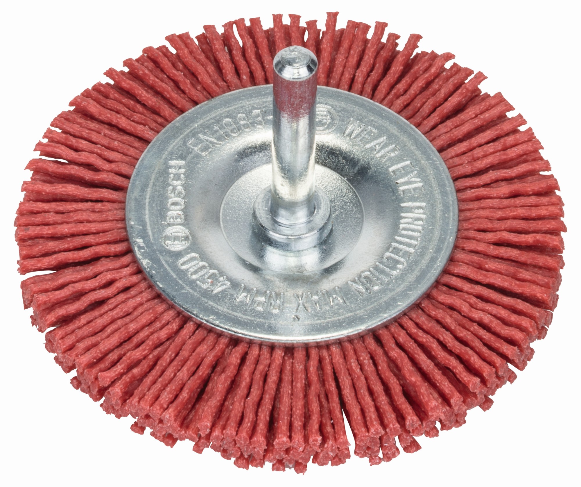 Cepillos de disco para taladradoras, alambre de nailon con medio de lijado de corindón, grano K80, 75 mm