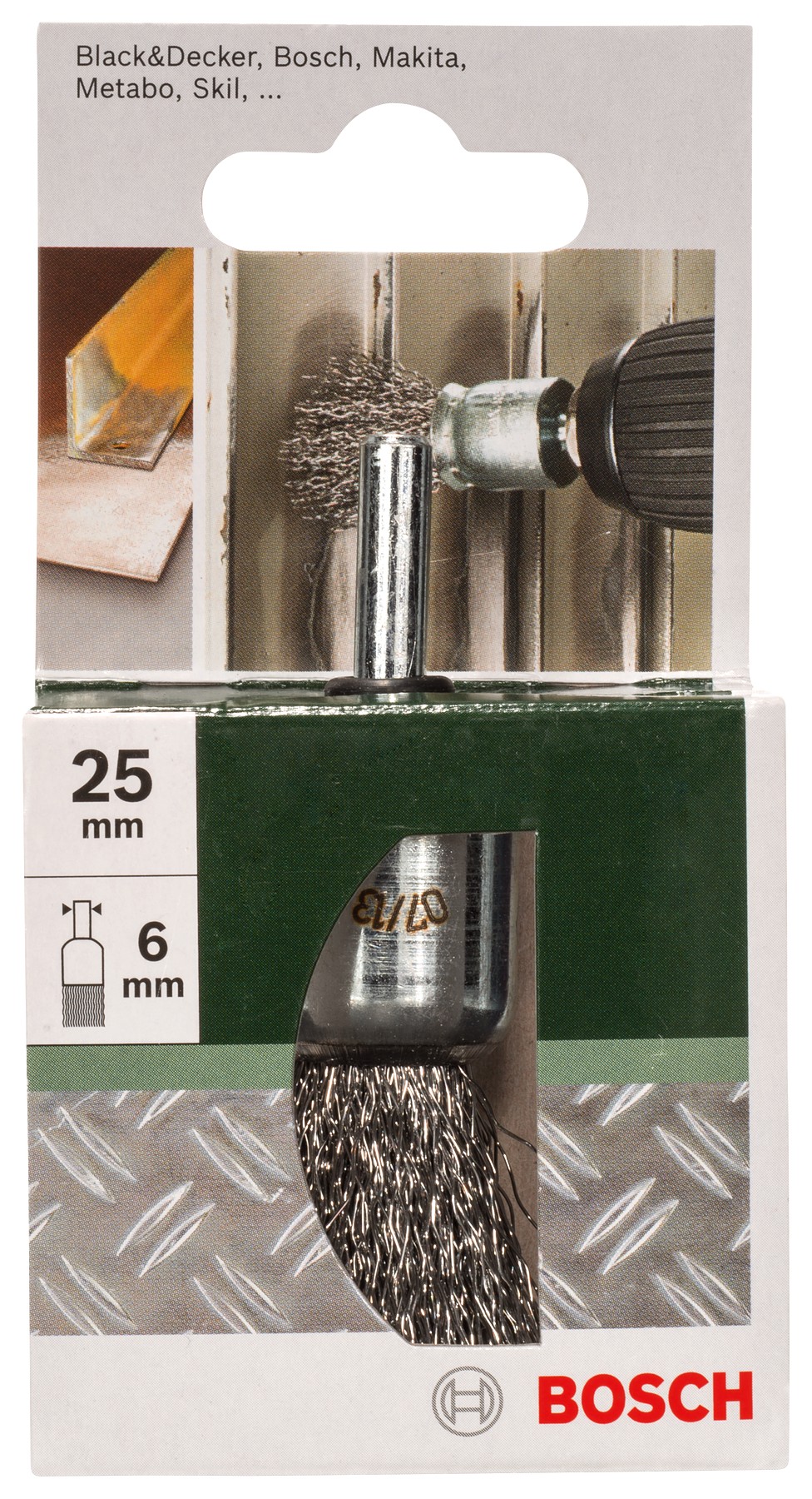 Cepillo de acabado para taladros: alambre ondulado, 25 mm