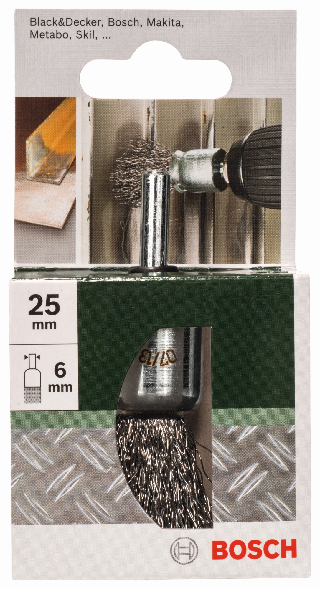 Cepillo de acabado para taladros: alambre ondulado, 25 mm