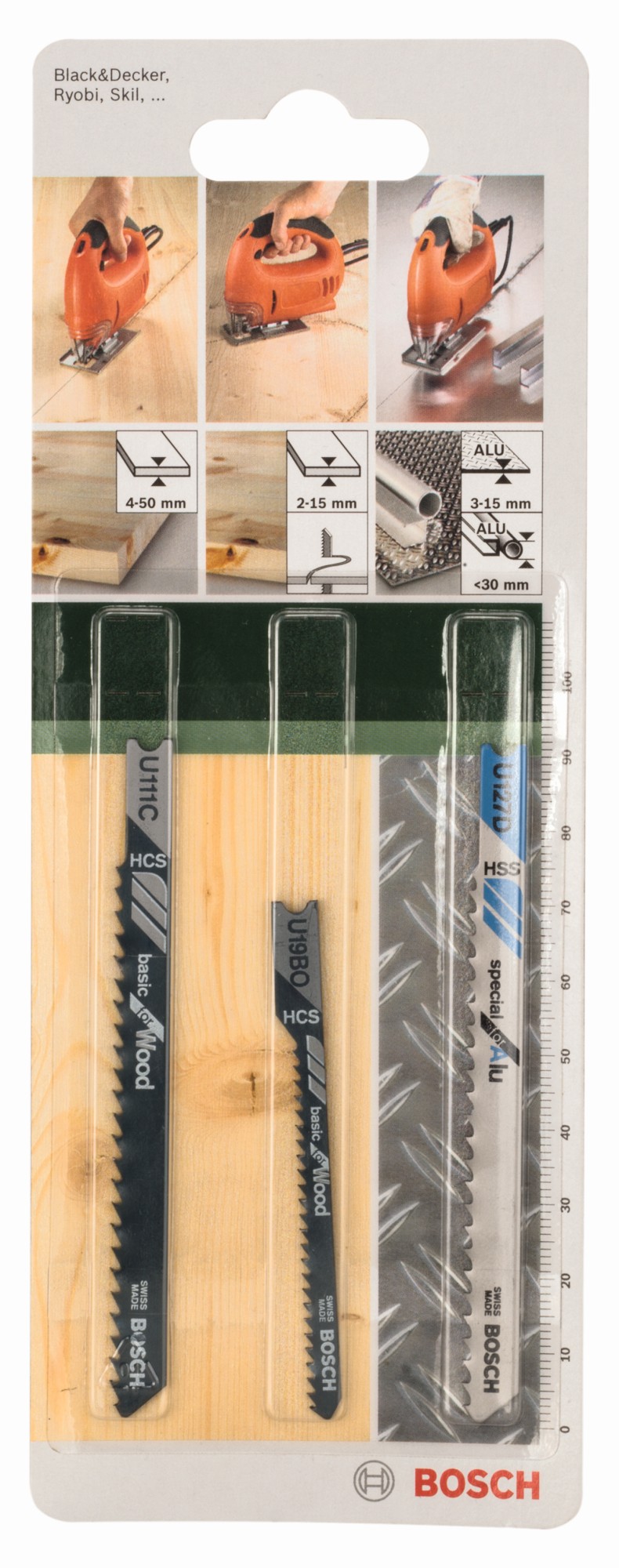 Set de 3 hojas de sierra de calar vástago en UU 111 C; U 19 BO; U 127 D