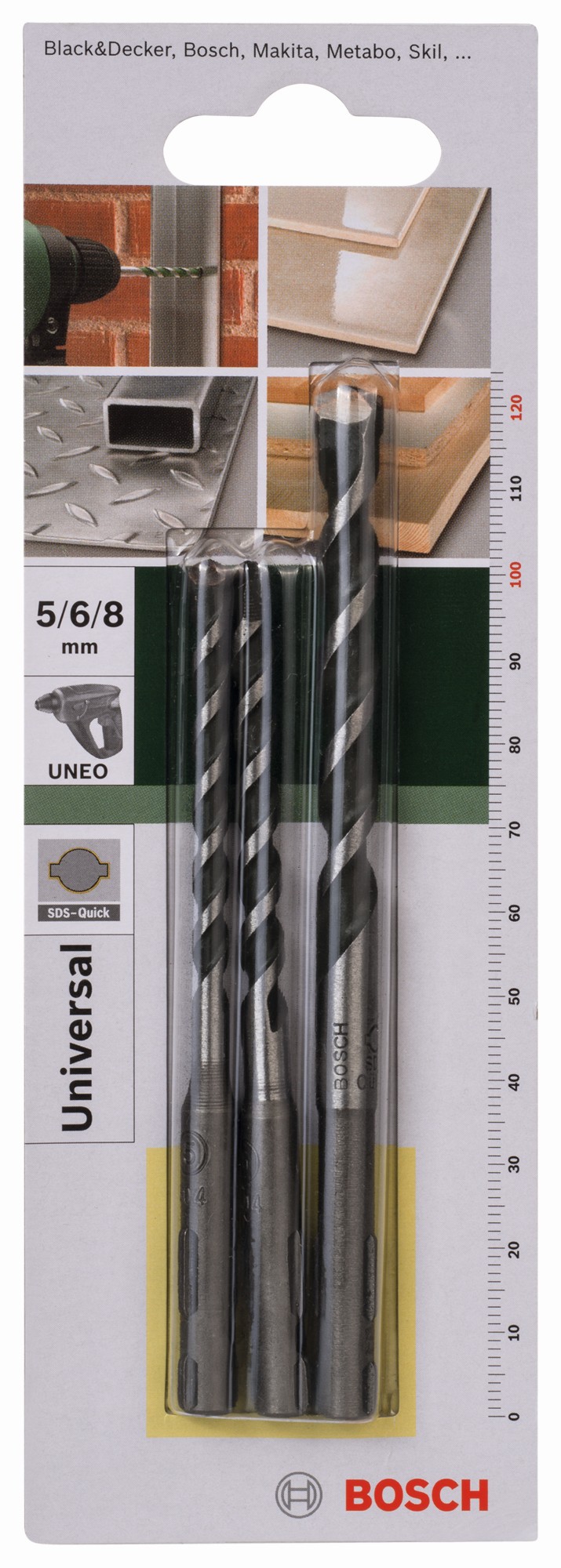 Set de 3 brocas multiuso SDS quick5,0x100; 6,0x100; 8,0x120