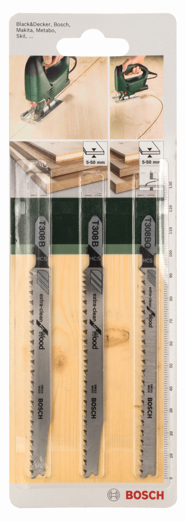 Set de 3 hojas de sierra de calar, vástago de una sola levaT 308 B (2x); T 308 BO