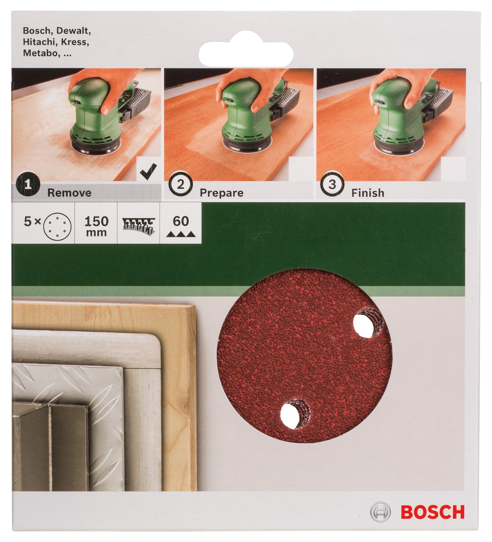 Set de hojas de lija de 5 piezas para lijadora excéntricaG = 60