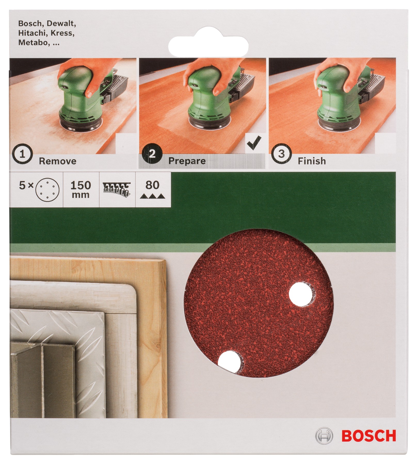 Set de hojas de lija de 5 piezas para lijadora excéntricaG = 80
