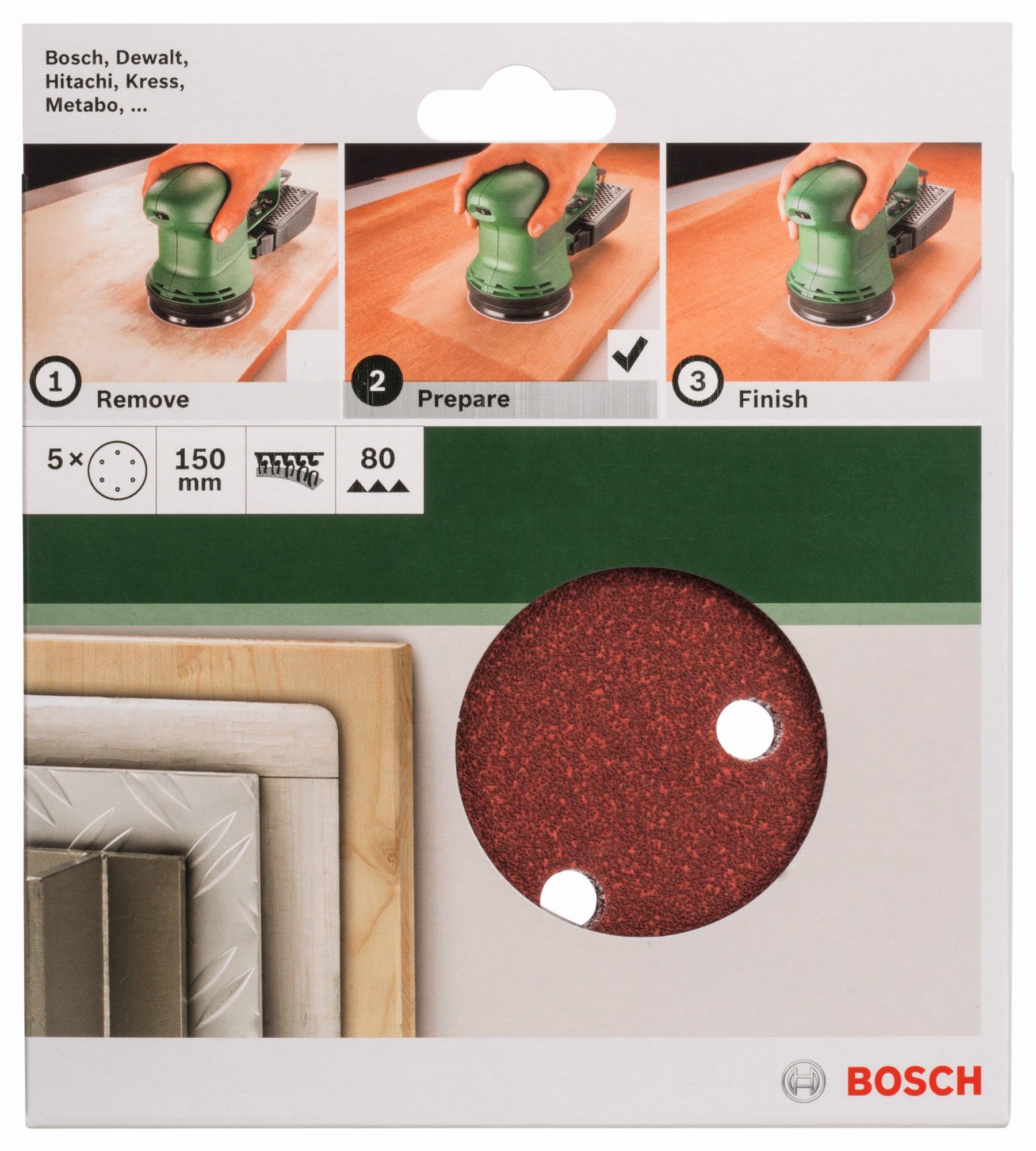 Set de hojas de lija de 5 piezas para lijadora excéntricaG = 80