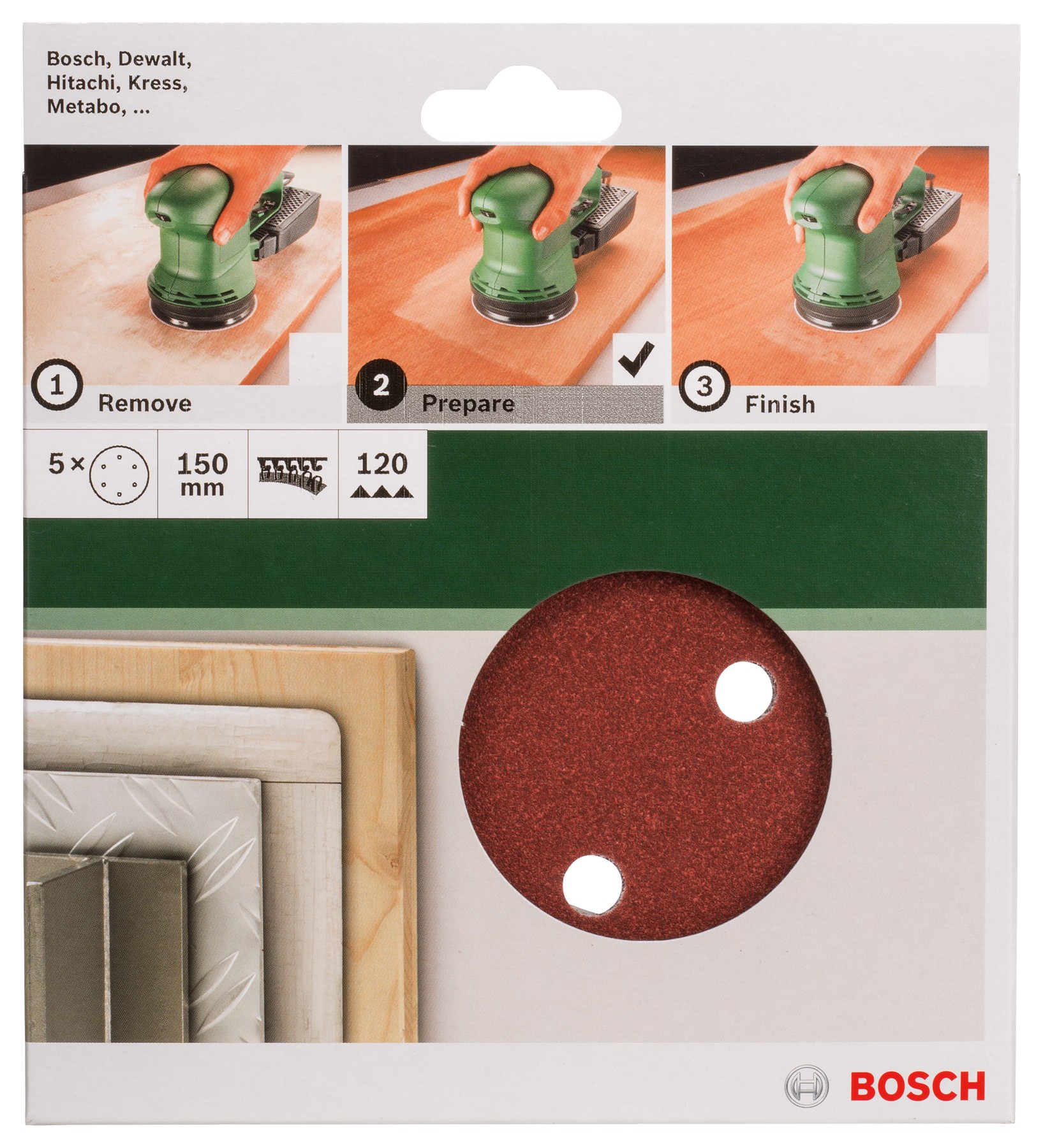 Set de hojas de lija de 5 piezas para lijadora excéntricaG = 120