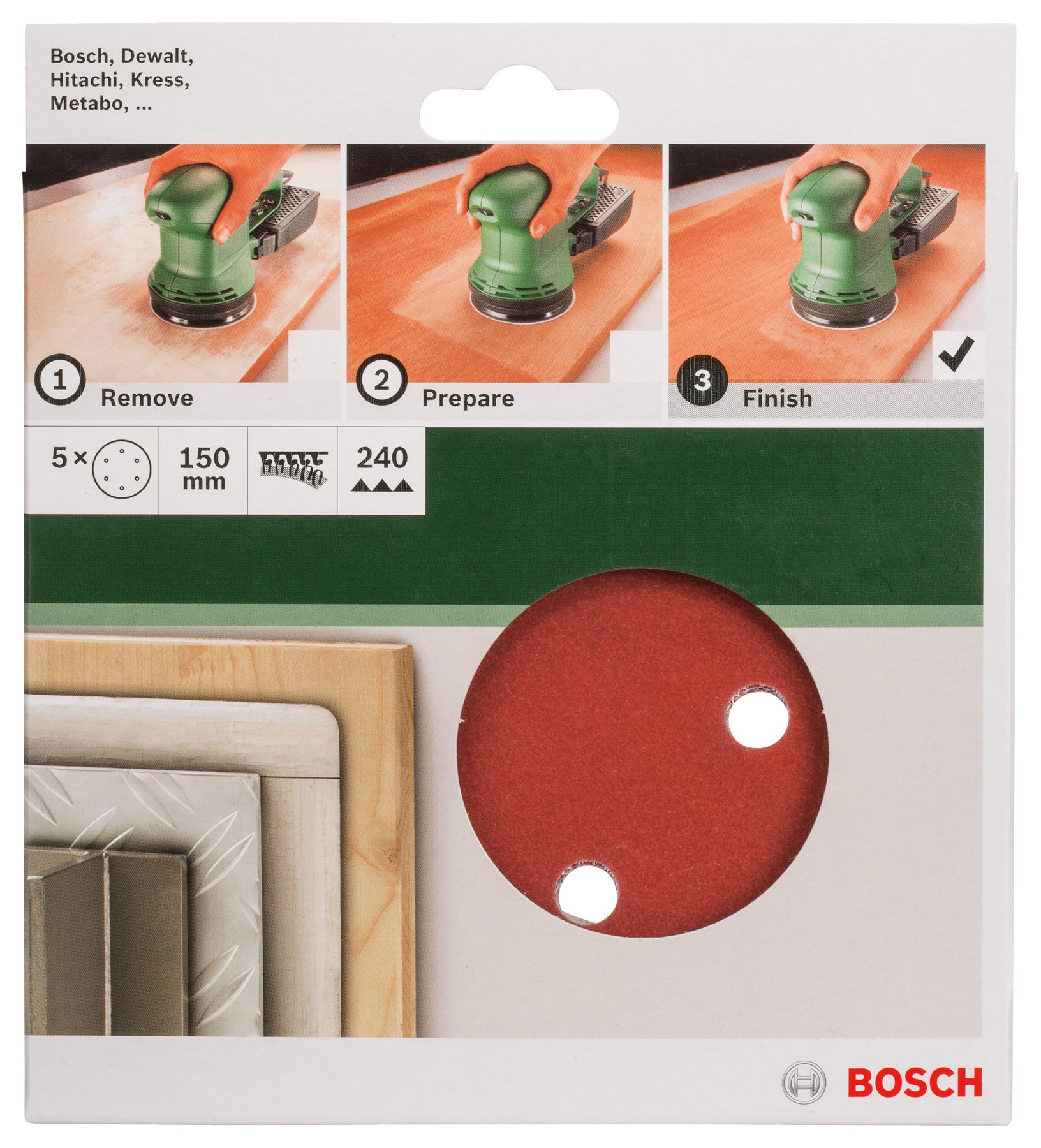 Set de hojas de lija de 5 piezas para lijadora excéntricaG = 240