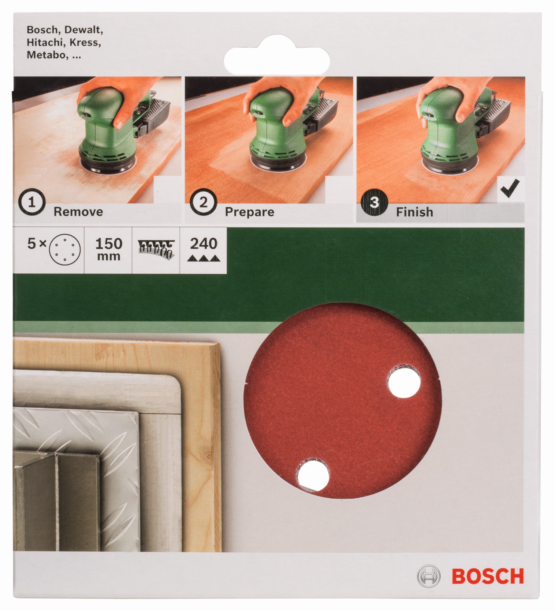 Set de hojas de lija de 5 piezas para lijadora excéntricaG = 240