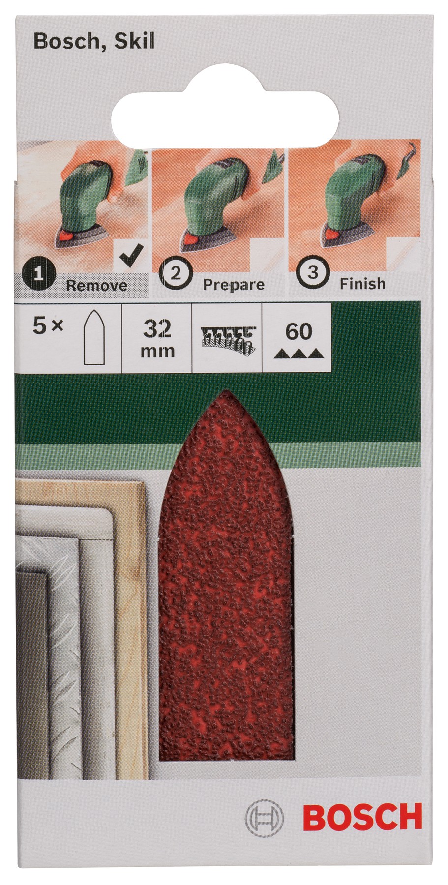 Set de 5 hojas de lija para lijadora Delta, adaptadorG = 60