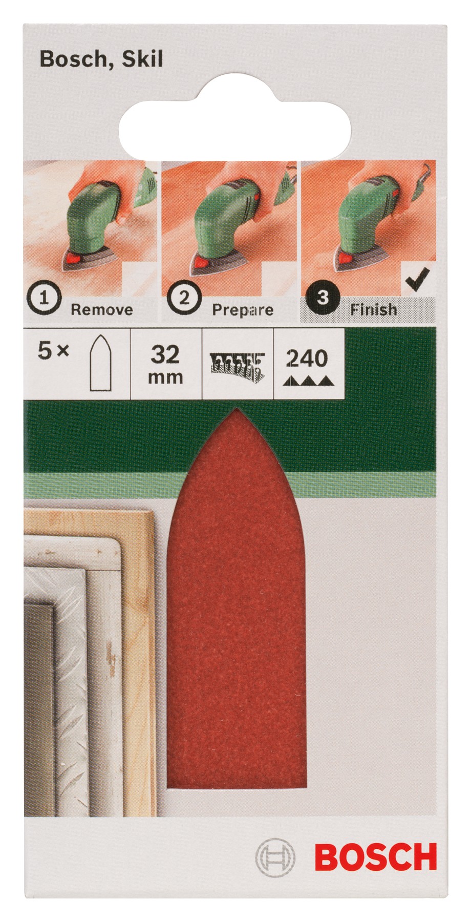 Set de 5 hojas de lija para lijadora Delta, adaptadorG = 240