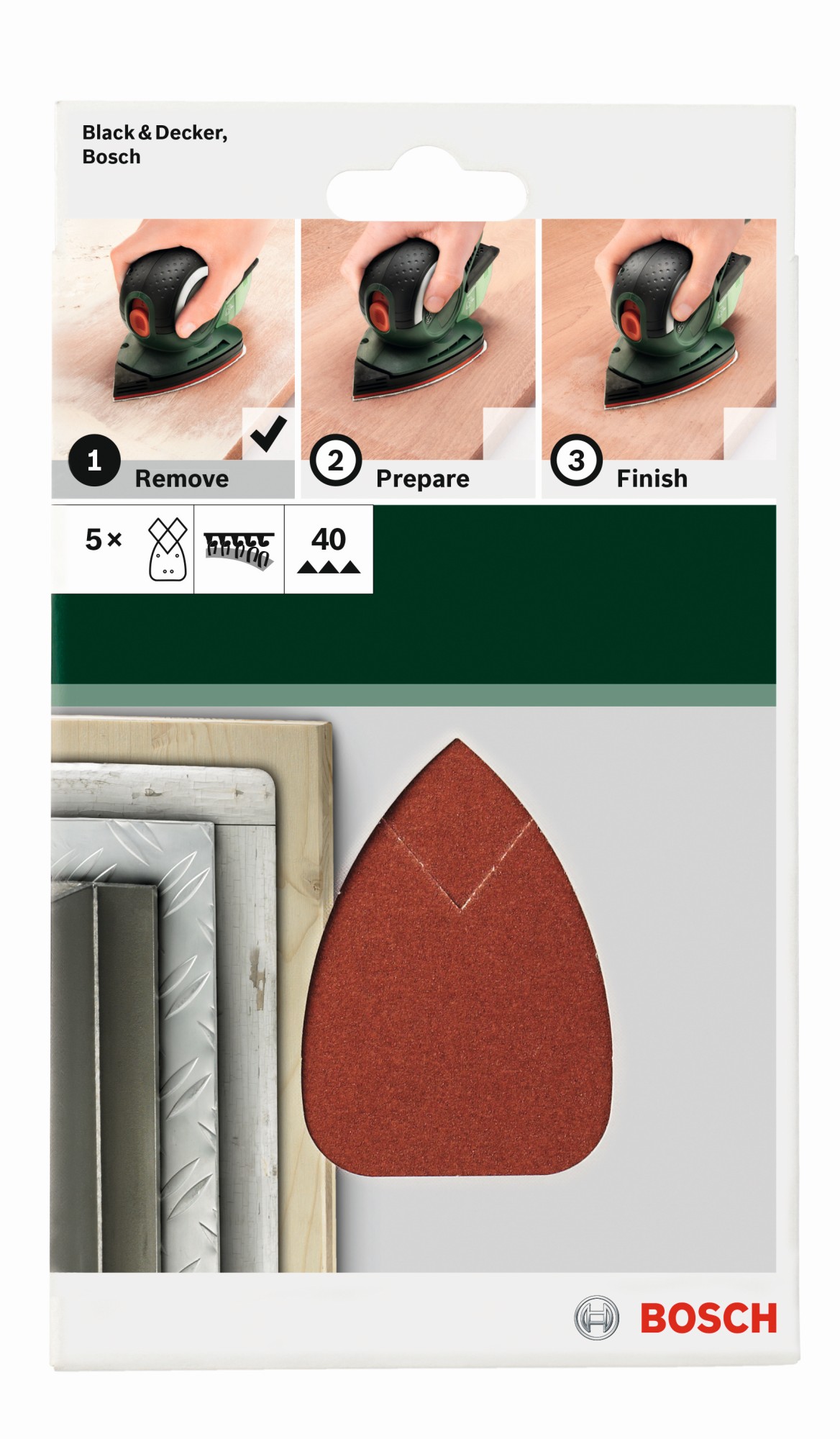 Set de hojas de lija de 5 piezas para lijadora múltipleG = 40