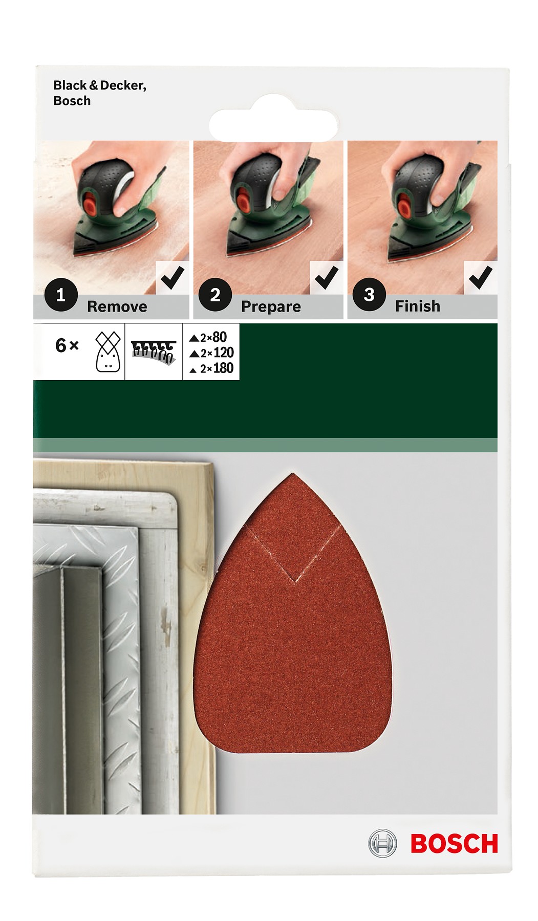 Set de hojas de lija de 6 piezas para lijadora múltipleG = 80, 120, 180