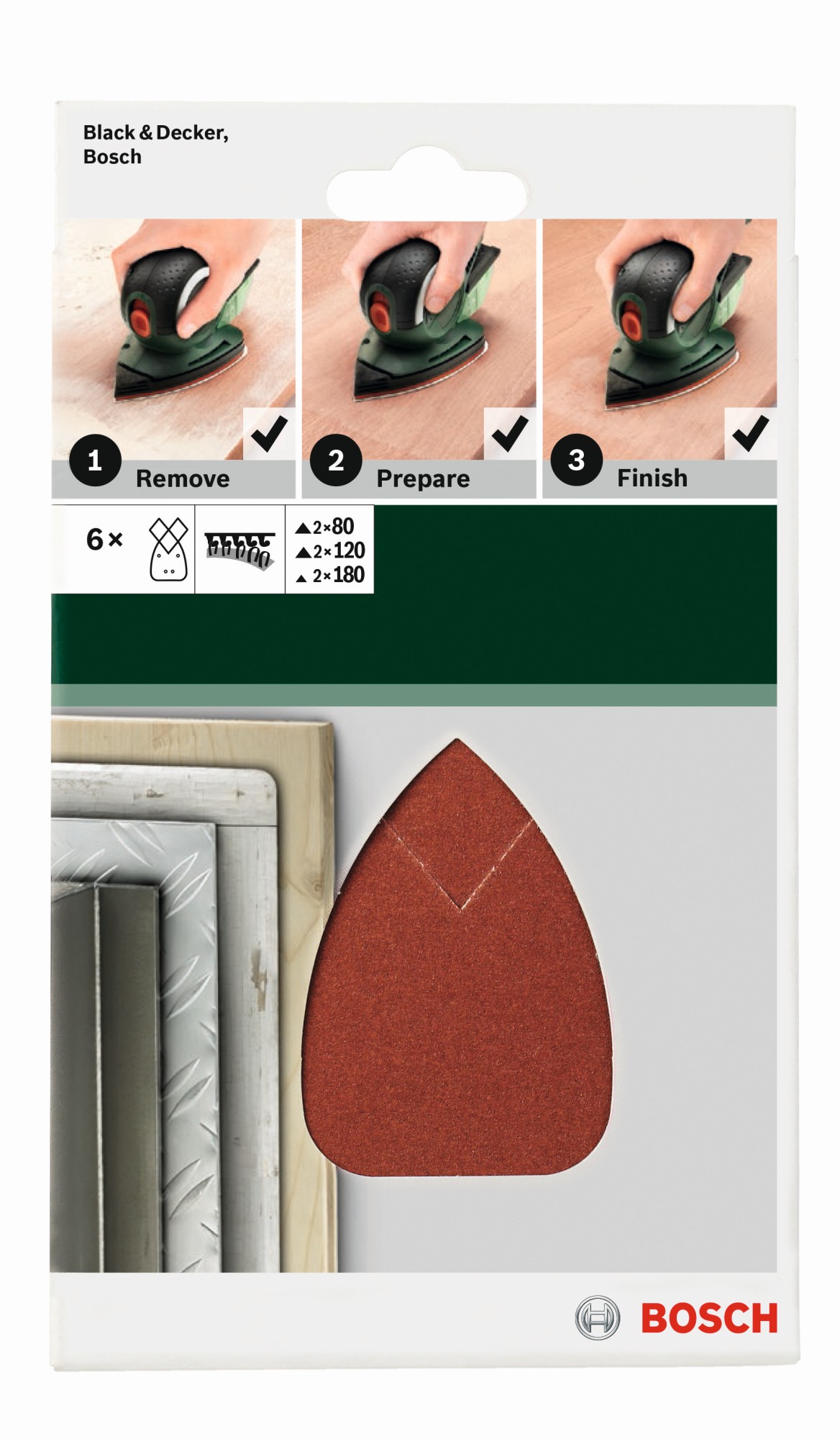 Set de hojas de lija de 6 piezas para lijadora múltipleG = 80, 120, 180