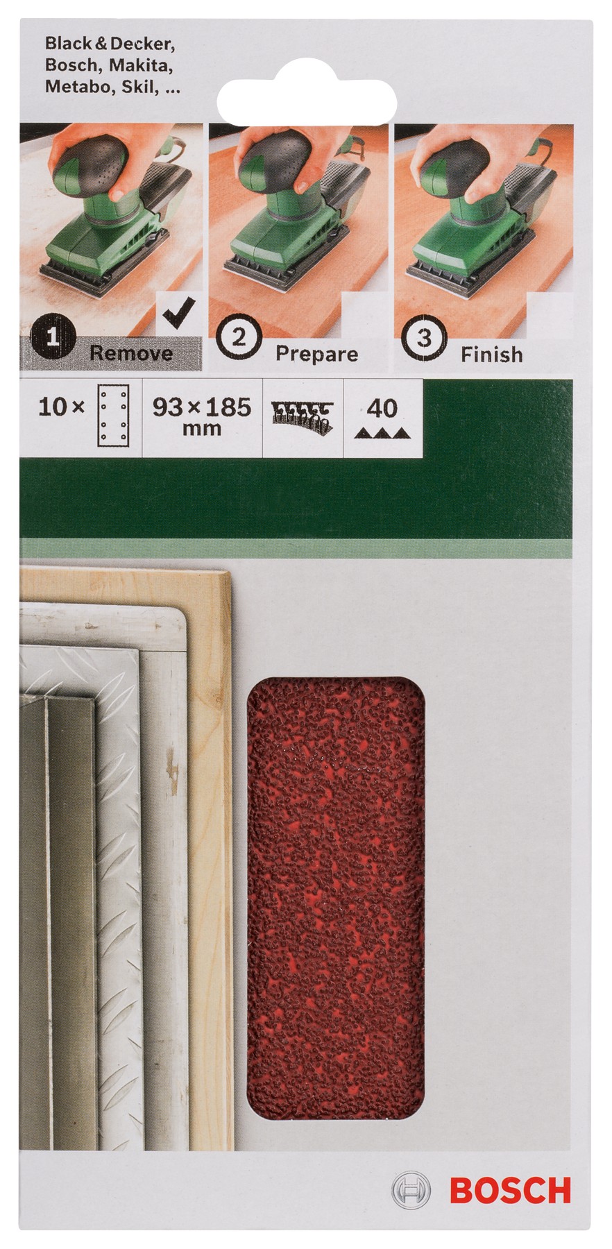 Set de hojas de lija de 10 piezas para lijadora orbitalG = 40