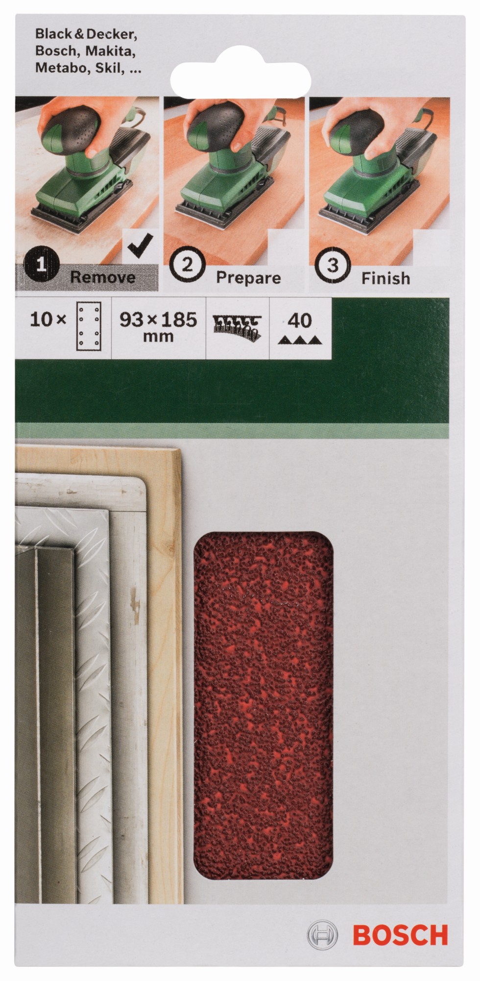 Set de hojas de lija de 10 piezas para lijadora orbitalG = 40