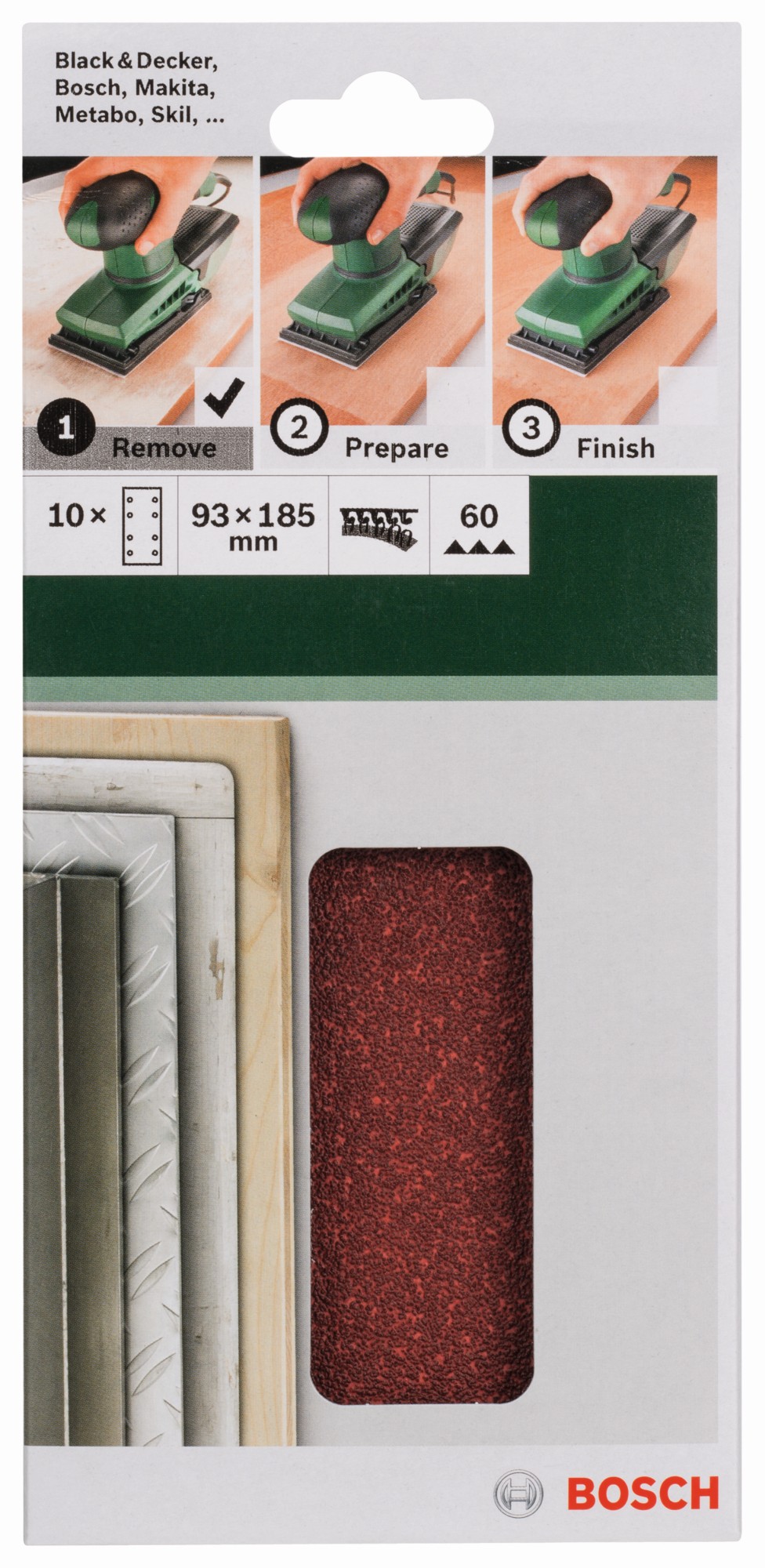 Set de hojas de lija de 10 piezas para lijadora orbitalG = 60