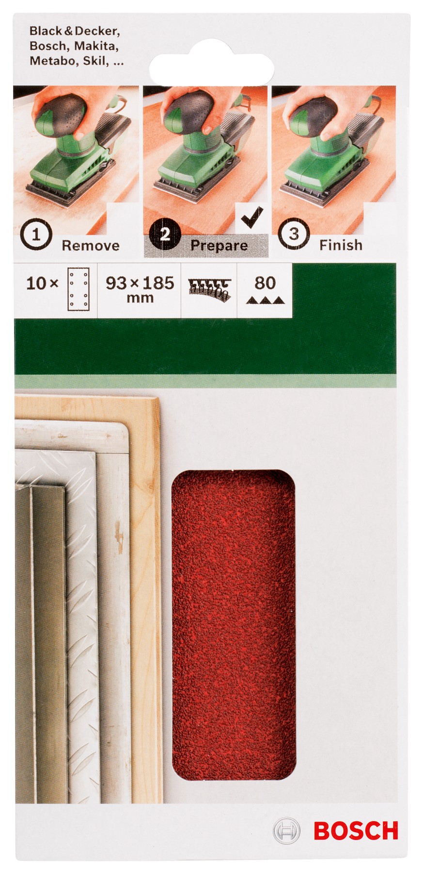 Set de hojas de lija de 10 piezas para lijadora orbitalG = 80