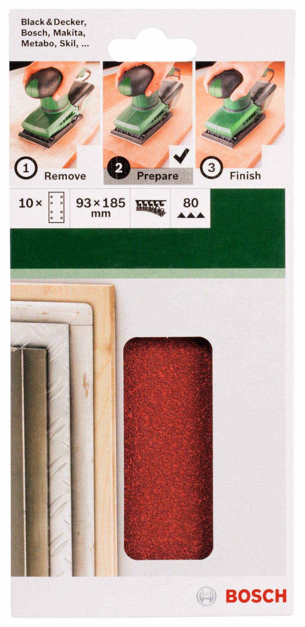 Set de hojas de lija de 10 piezas para lijadora orbitalG = 80