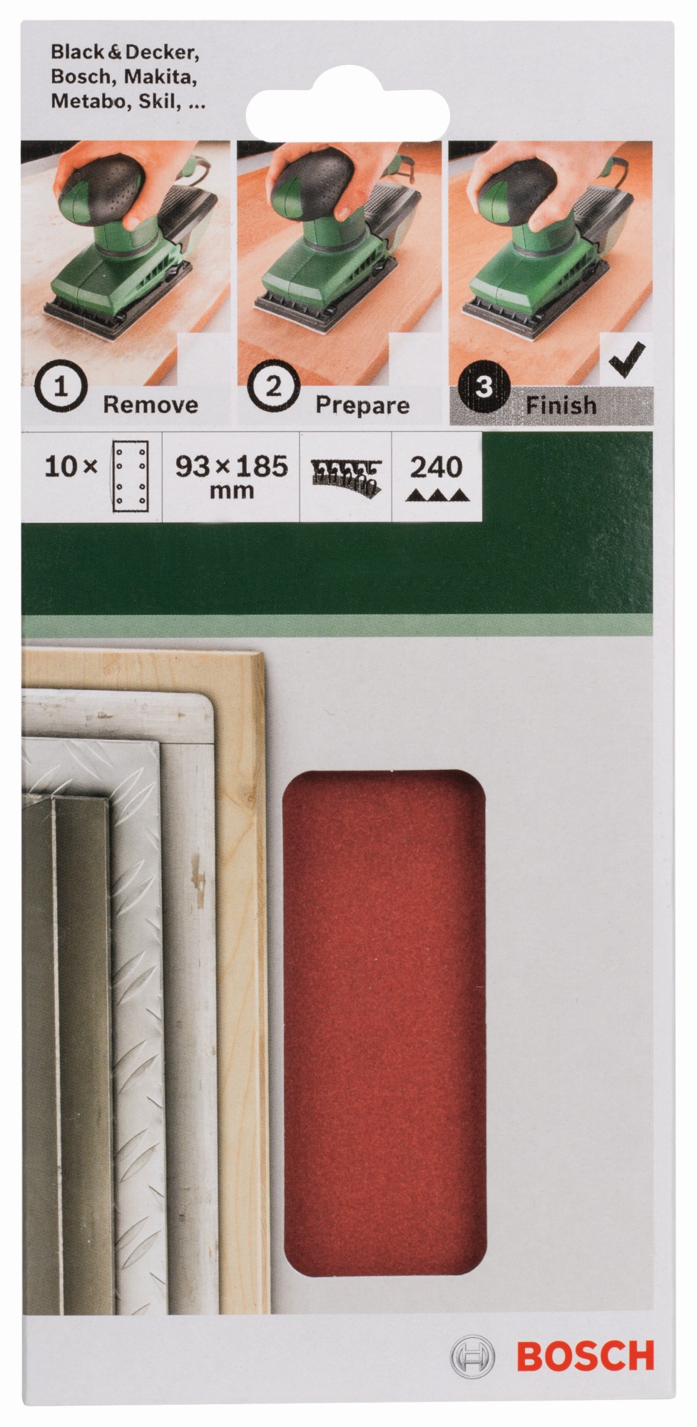 Set de hojas de lija de 10 piezas para lijadora orbitalG = 240