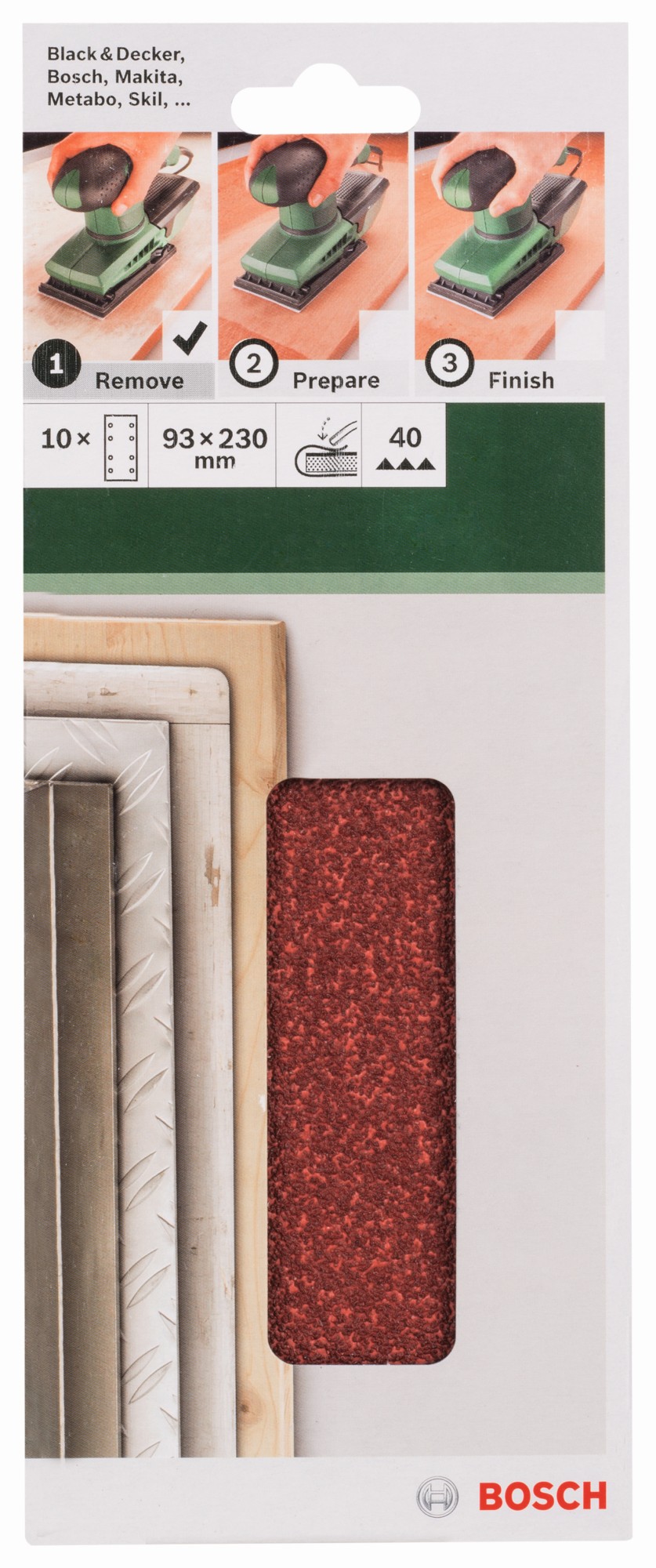 Set de hojas de lija de 10 piezas para lijadora orbitalG = 40