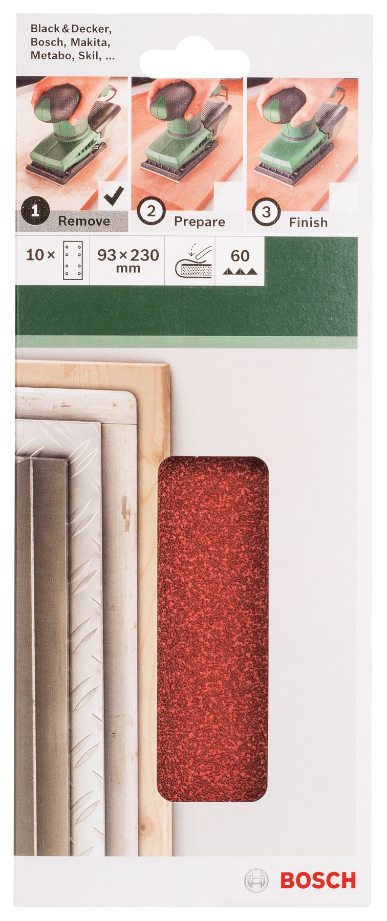 Set de hojas de lija de 10 piezas para lijadora orbitalG = 60