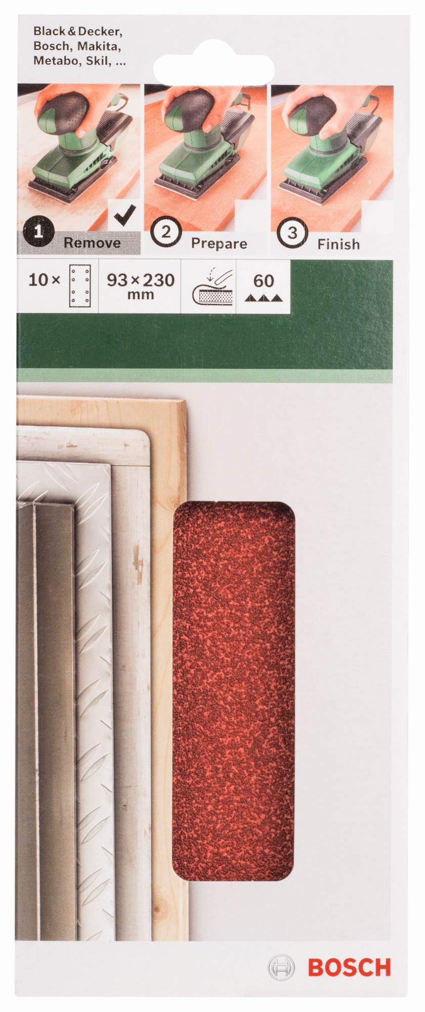 Set de hojas de lija de 10 piezas para lijadora orbitalG = 60