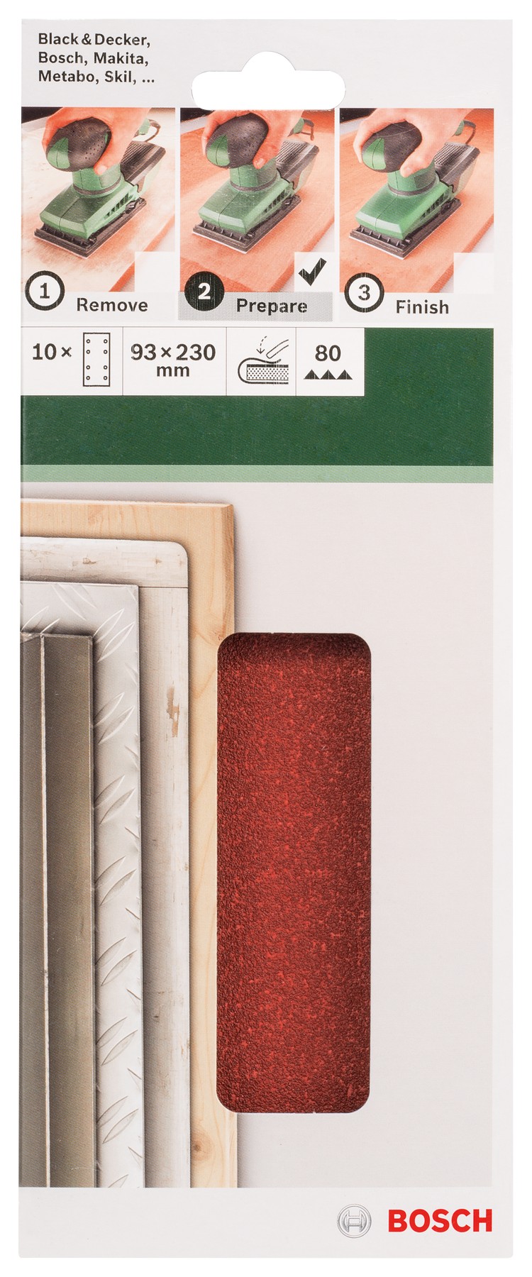 Set de hojas de lija de 10 piezas para lijadora orbitalG = 80