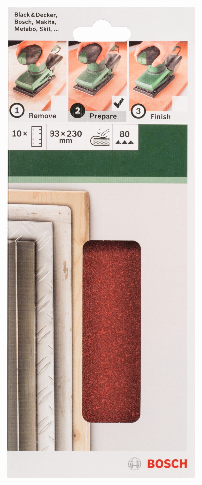 Set de hojas de lija de 10 piezas para lijadora orbitalG = 80