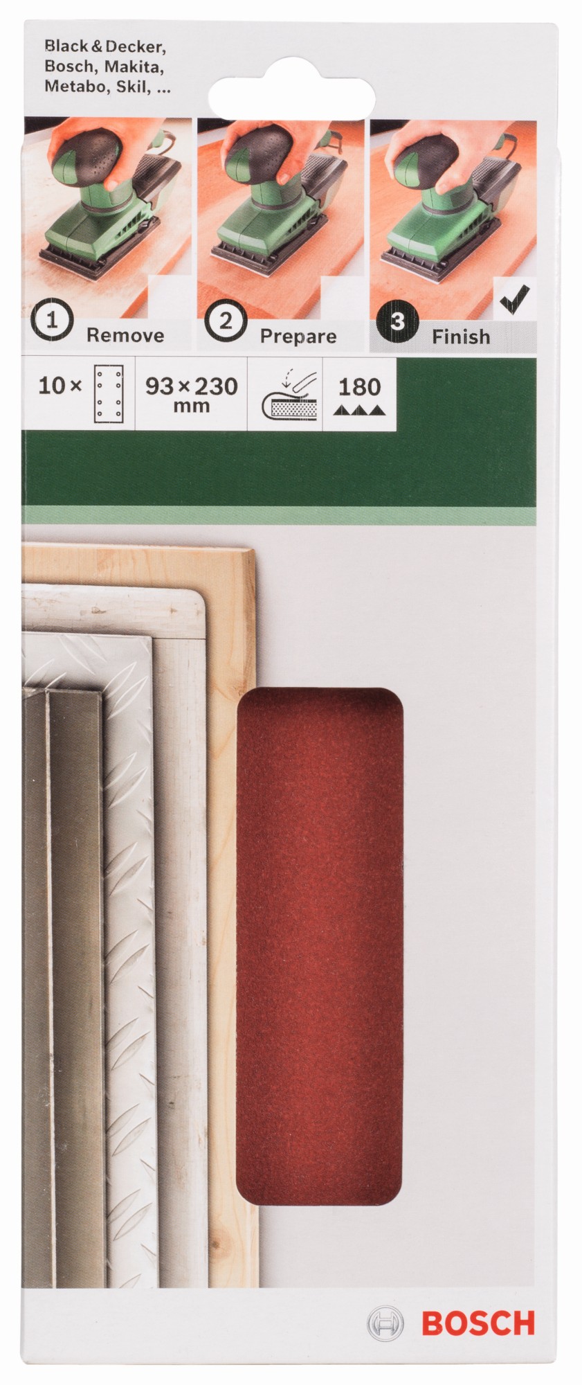 Set de hojas de lija de 10 piezas para lijadora orbitalG = 180