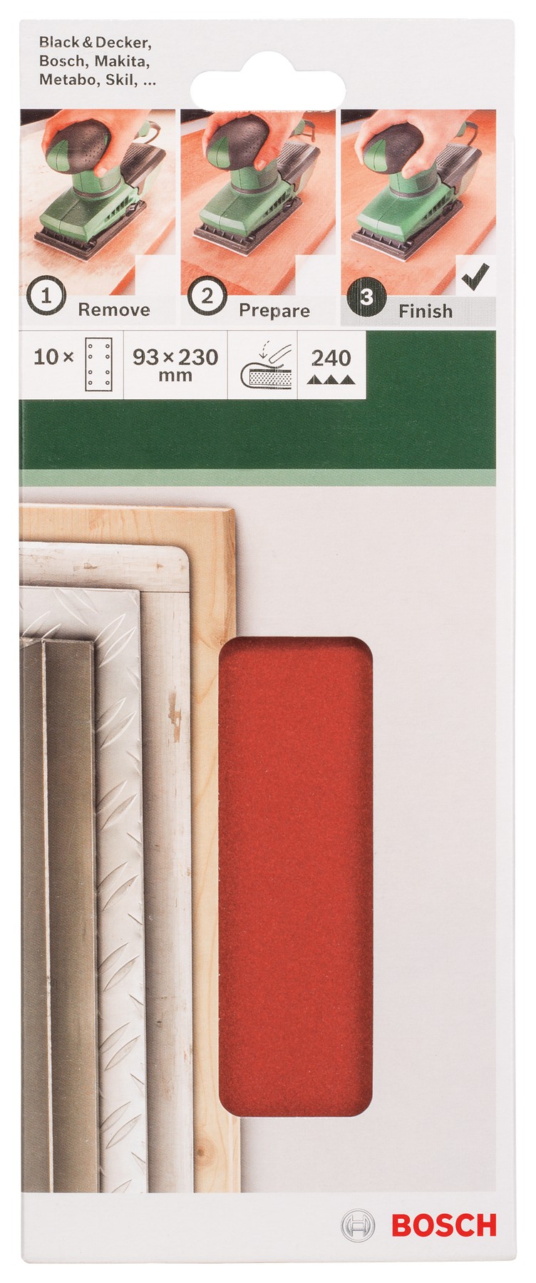 Set de hojas de lija de 10 piezas para lijadora orbitalG = 240