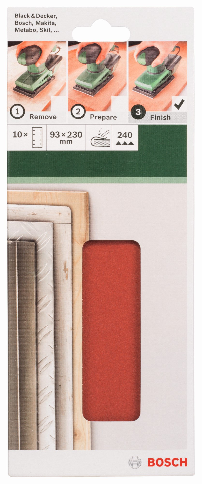 Set de hojas de lija de 10 piezas para lijadora orbitalG = 240