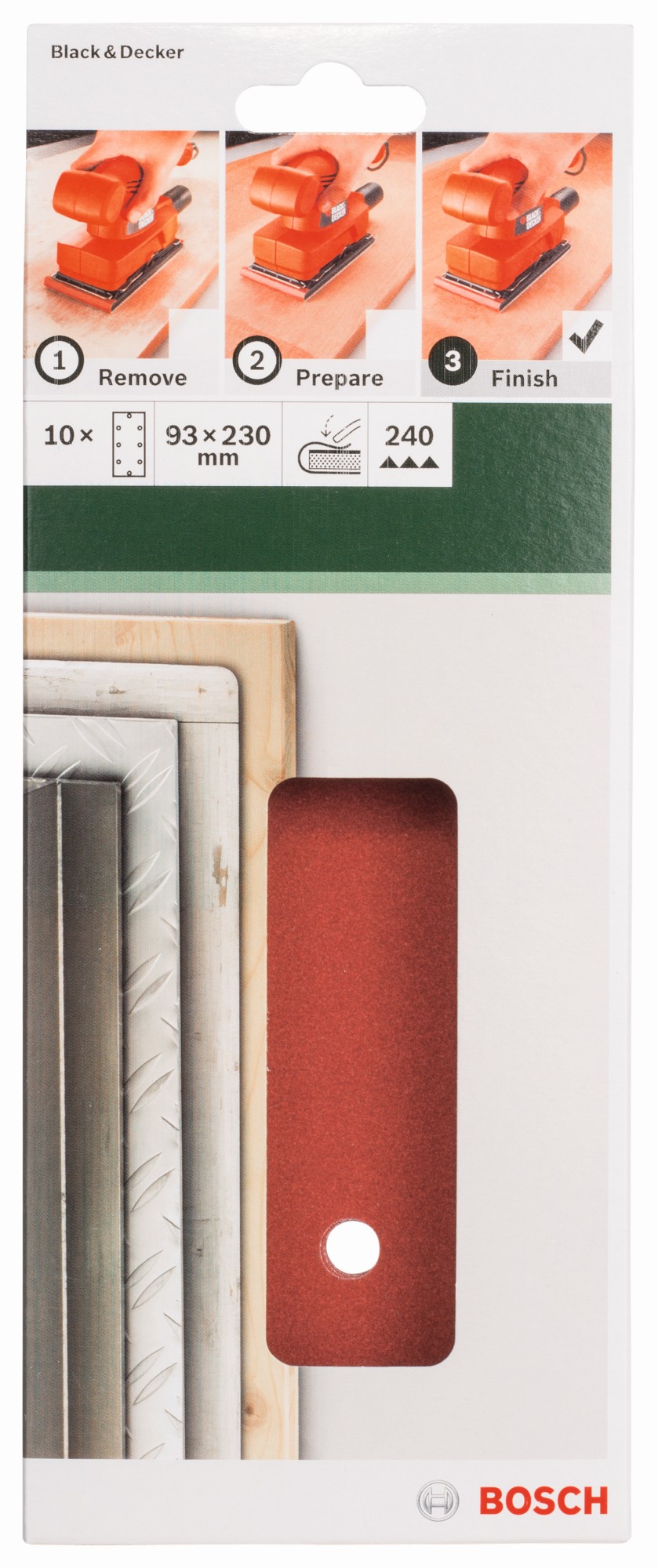 Set de hojas de lija de 10 piezas para lijadora orbitalG = 240