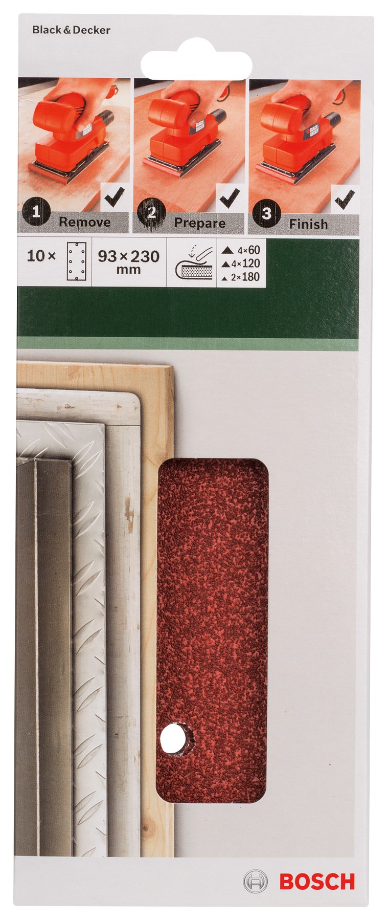 Set de hojas de lija de 10 piezas para lijadora orbitalG = 60, 120, 180