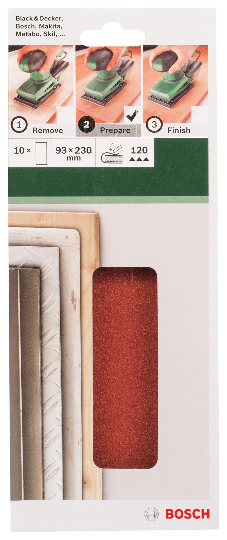 Set de hojas de lija de 10 piezas para lijadora orbitalG = 120