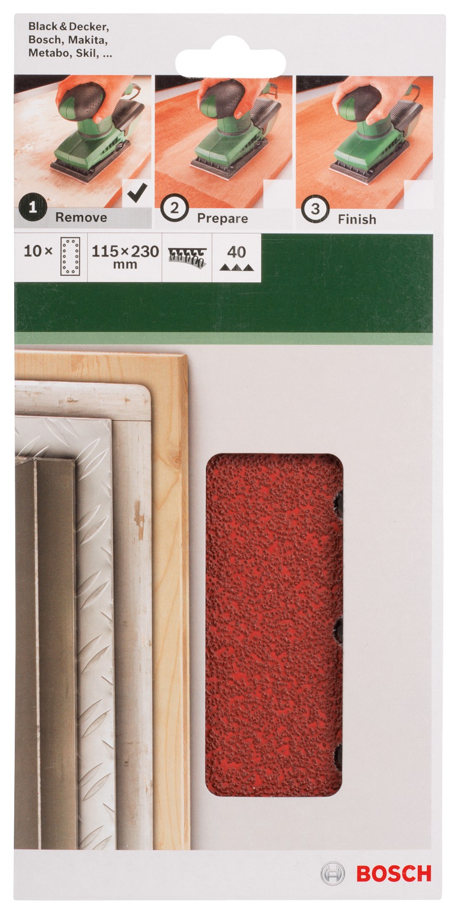 Set de hojas de lija de 10 piezas para lijadora orbitalG = 40