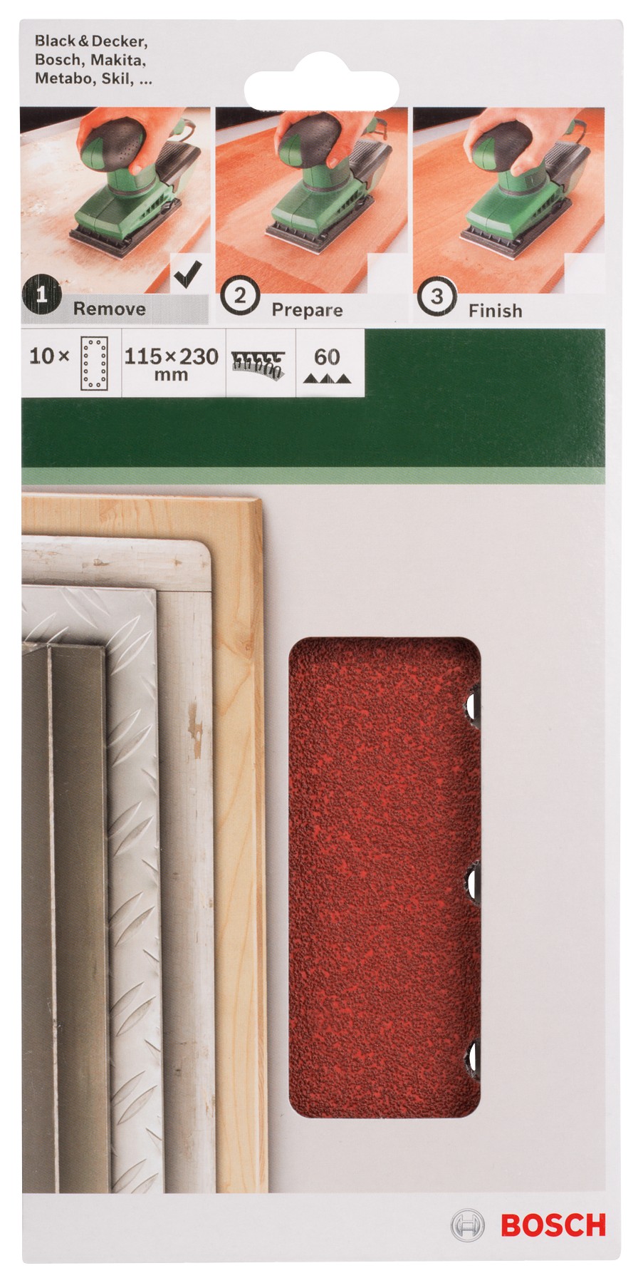 Set de hojas de lija de 10 piezas para lijadora orbitalG = 60