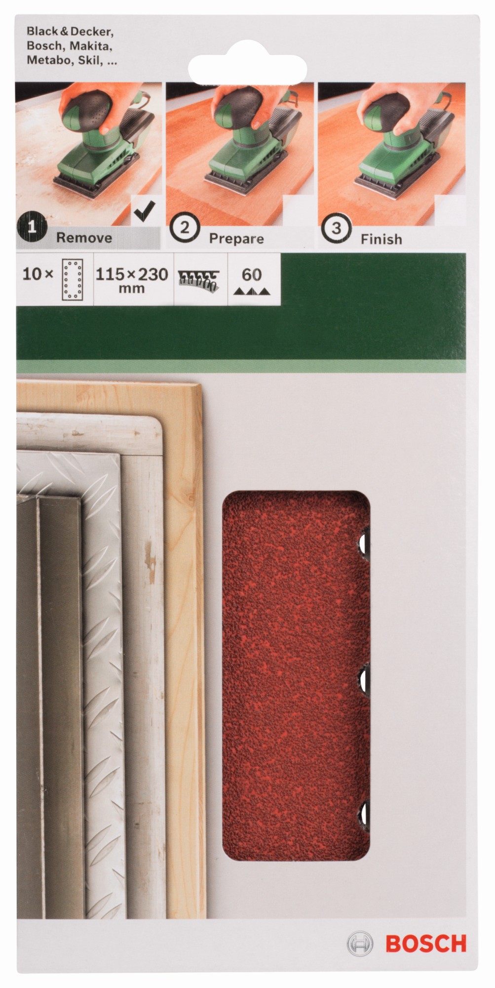 Set de hojas de lija de 10 piezas para lijadora orbitalG = 60