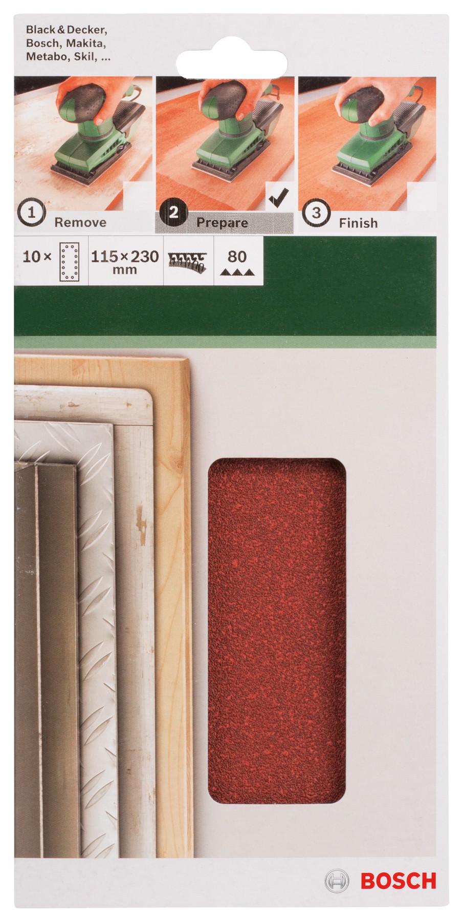 Set de hojas de lija de 10 piezas para lijadora orbitalG = 80