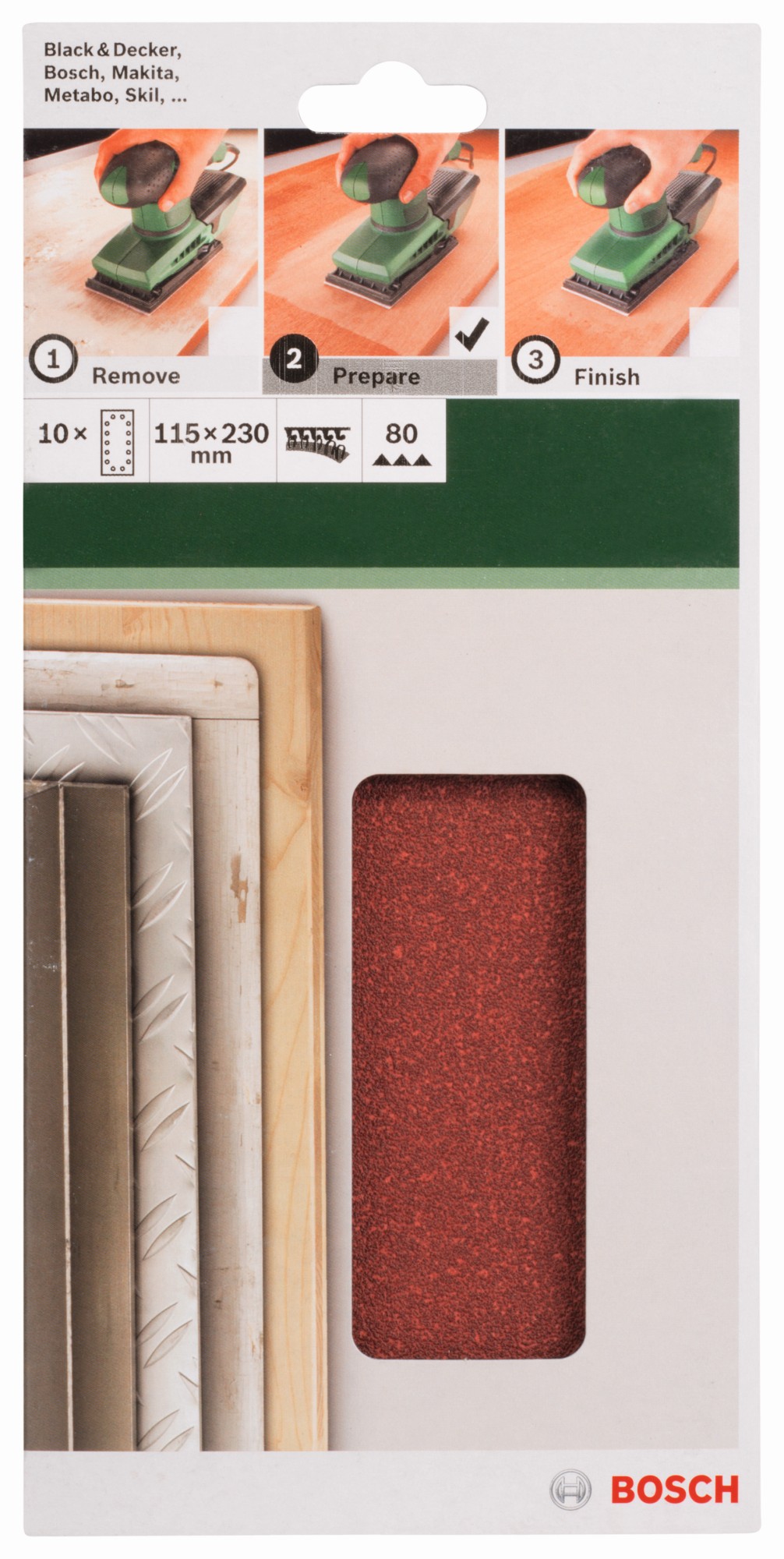 Set de hojas de lija de 10 piezas para lijadora orbitalG = 80