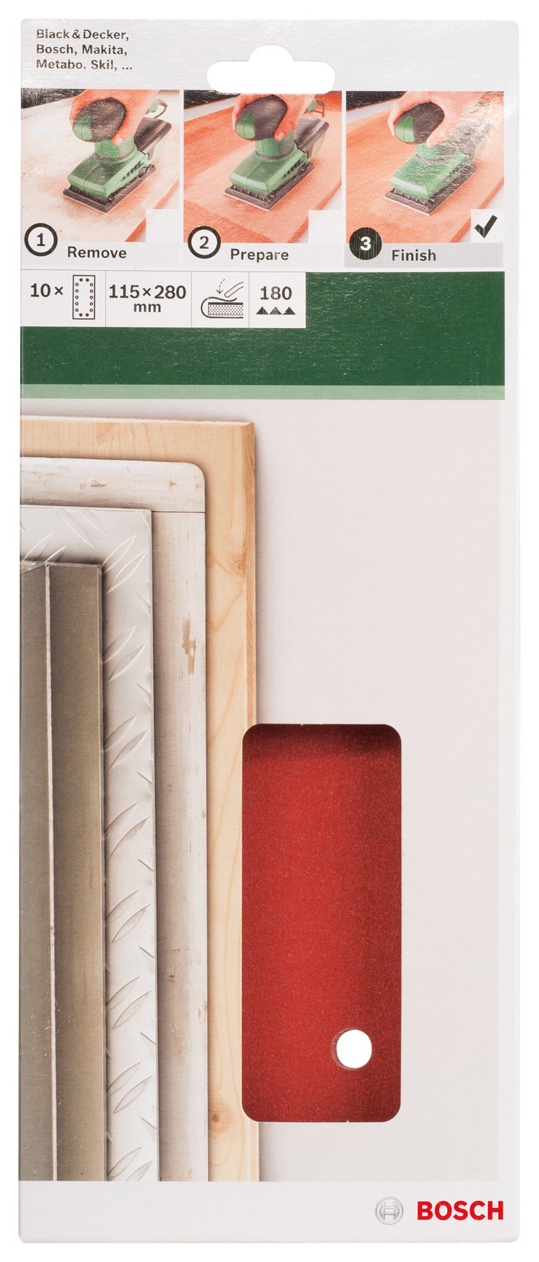 Set de hojas de lija de 10 piezas para lijadora orbitalG = 180