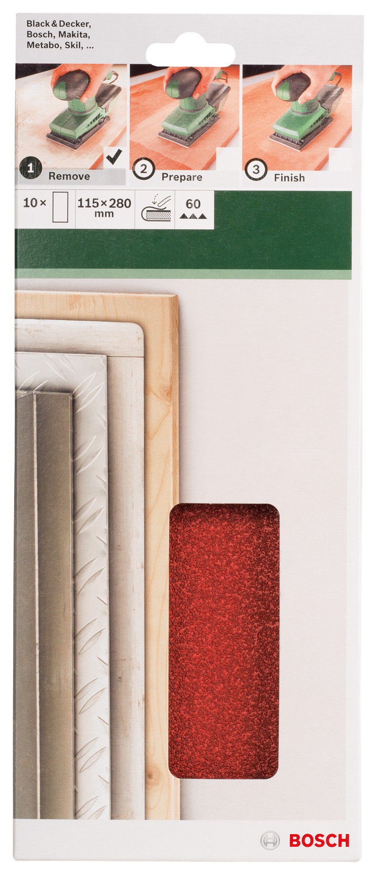 Set de hojas de lija de 10 piezas para lijadora orbitalG = 60