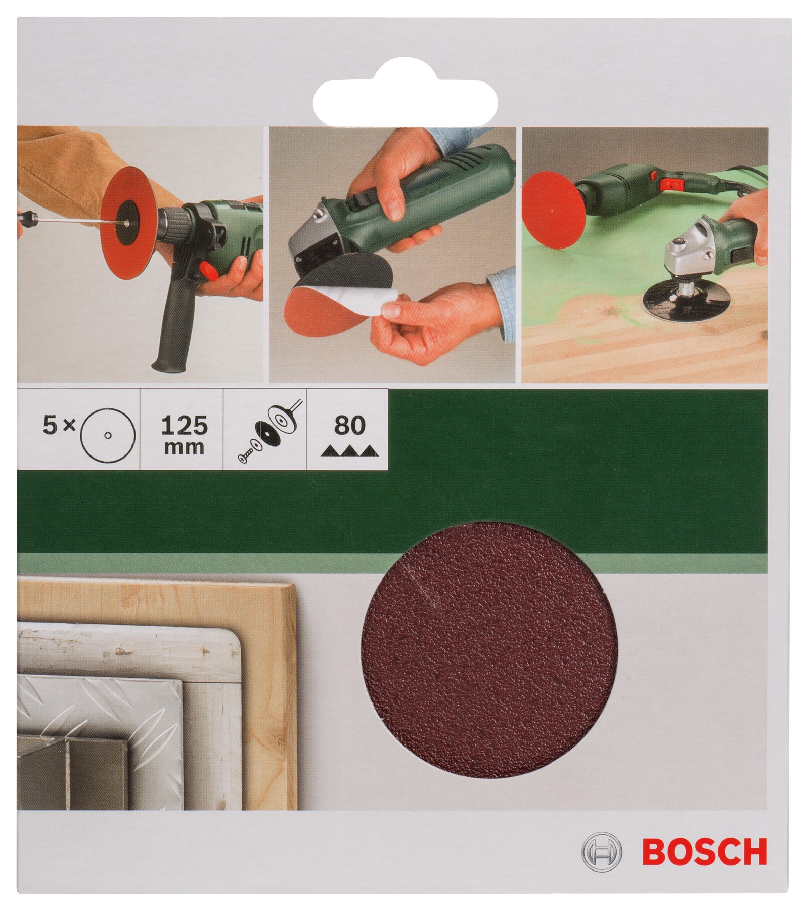 Set de hojas de lija de 5 piezas para taladradoraD = 125 mm; G = 80, 5 unidades