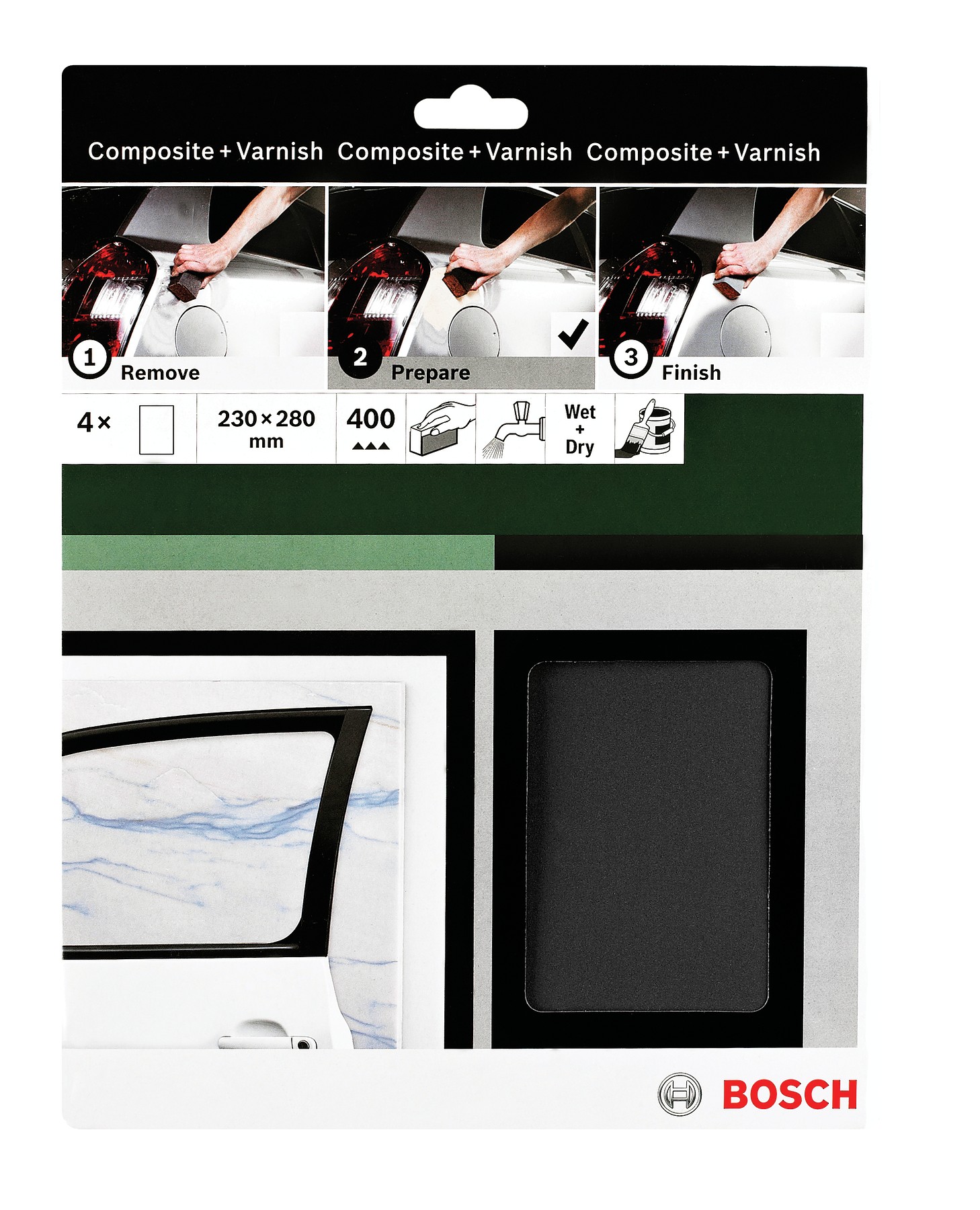 Hoja de lija manual SiC impermeable, 230 x 280 mm, P400