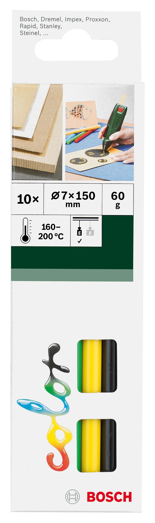 Adhesivo termofundible Color 7 mm10 uds., color