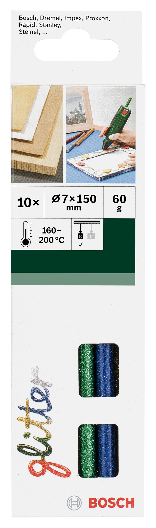 Adhesivo termofundible Glitter 7 mm10 piezas, brillo