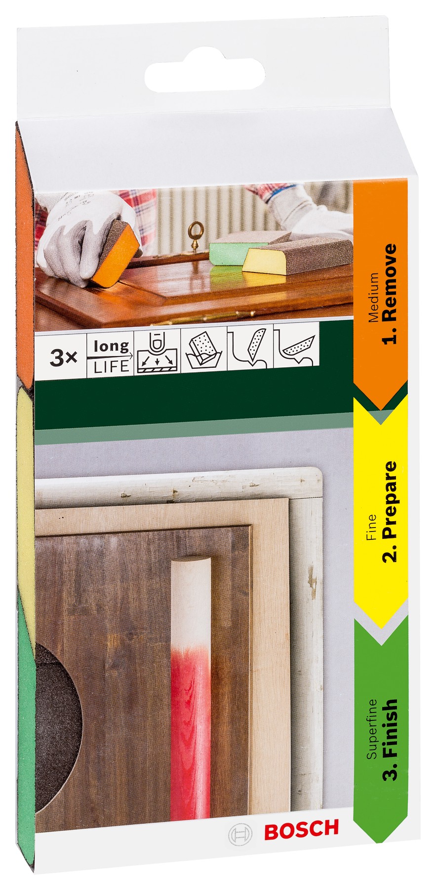 Paquete de 3 esponjas de lijar, perfil97 x 69 x 26 mm, M, F, SF