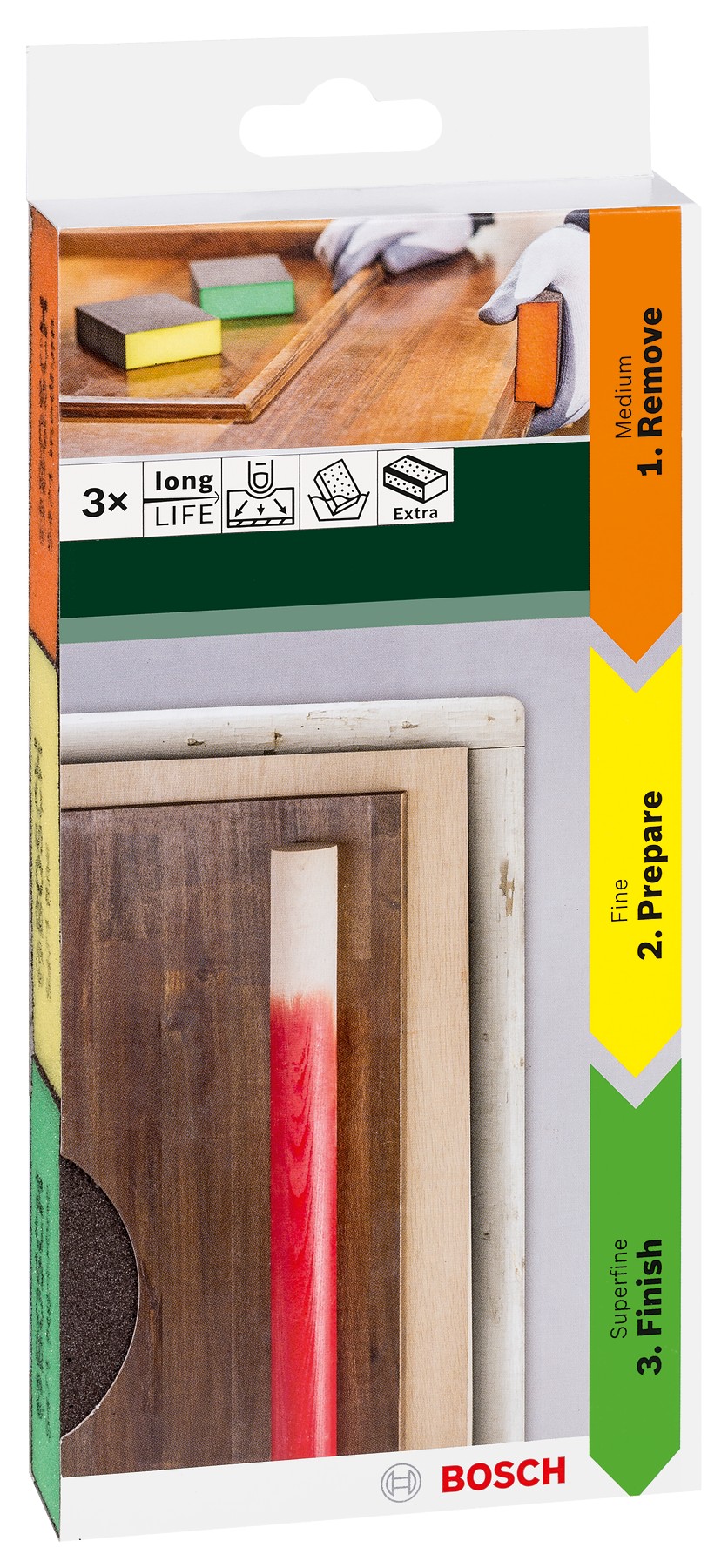 3 esponjas de lijar, flat+edge97 x 69 x 26 mm, M, F, SF