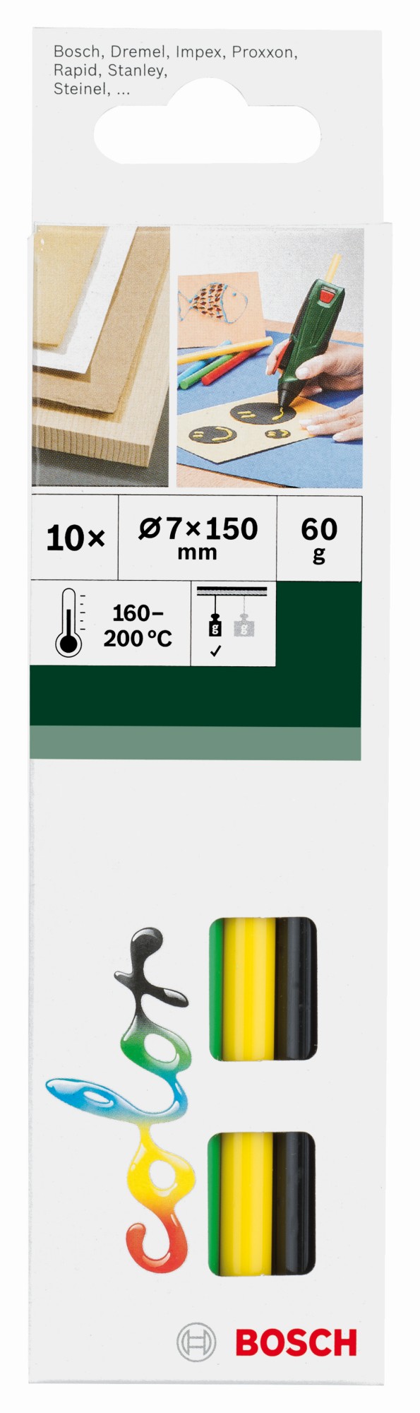 Adhesivo termofundible Color 7 mm10 uds., color